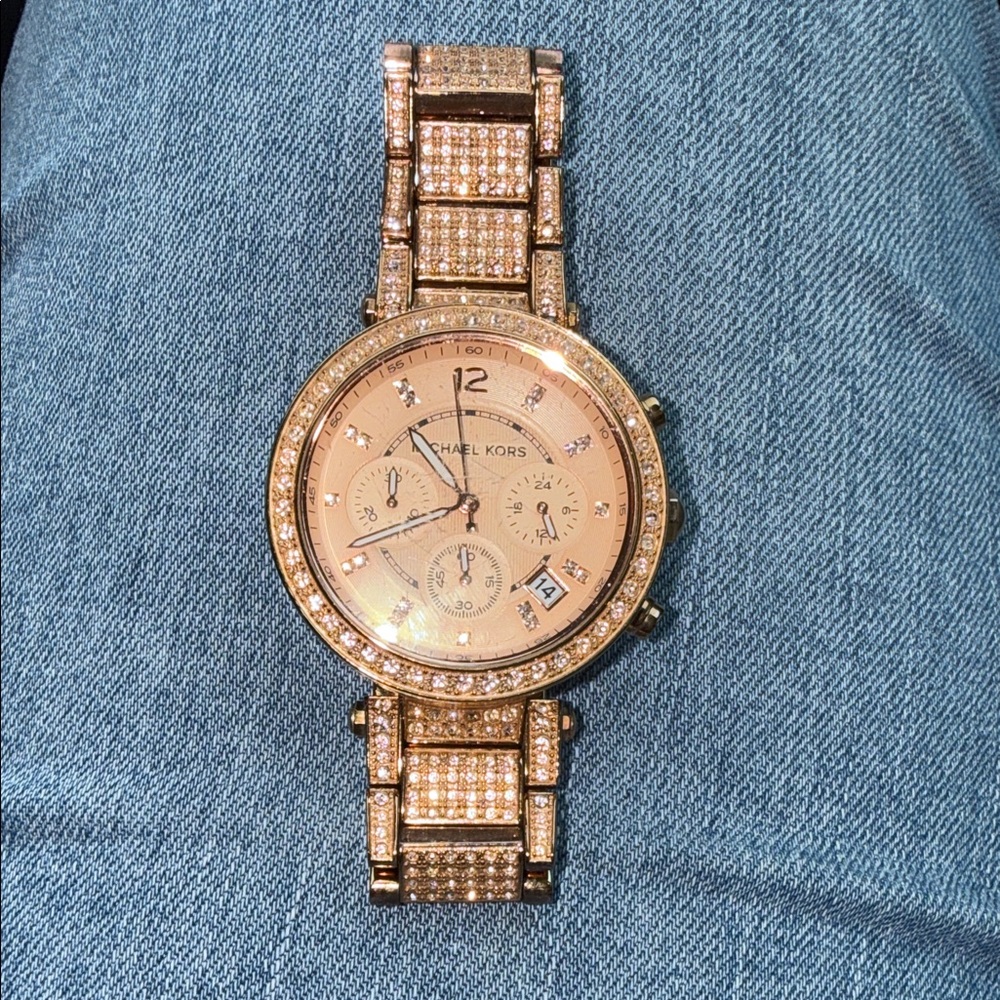 Michael Kors Rose Gold Watch with Crystal Details